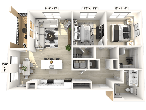 2 bed 1 bath B at Luxe 360 on Centerpointe Apartments, Virginia